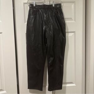 Abercrombie Curve Love Short Ankle Straight Ultra High Rise Black Leather Pants